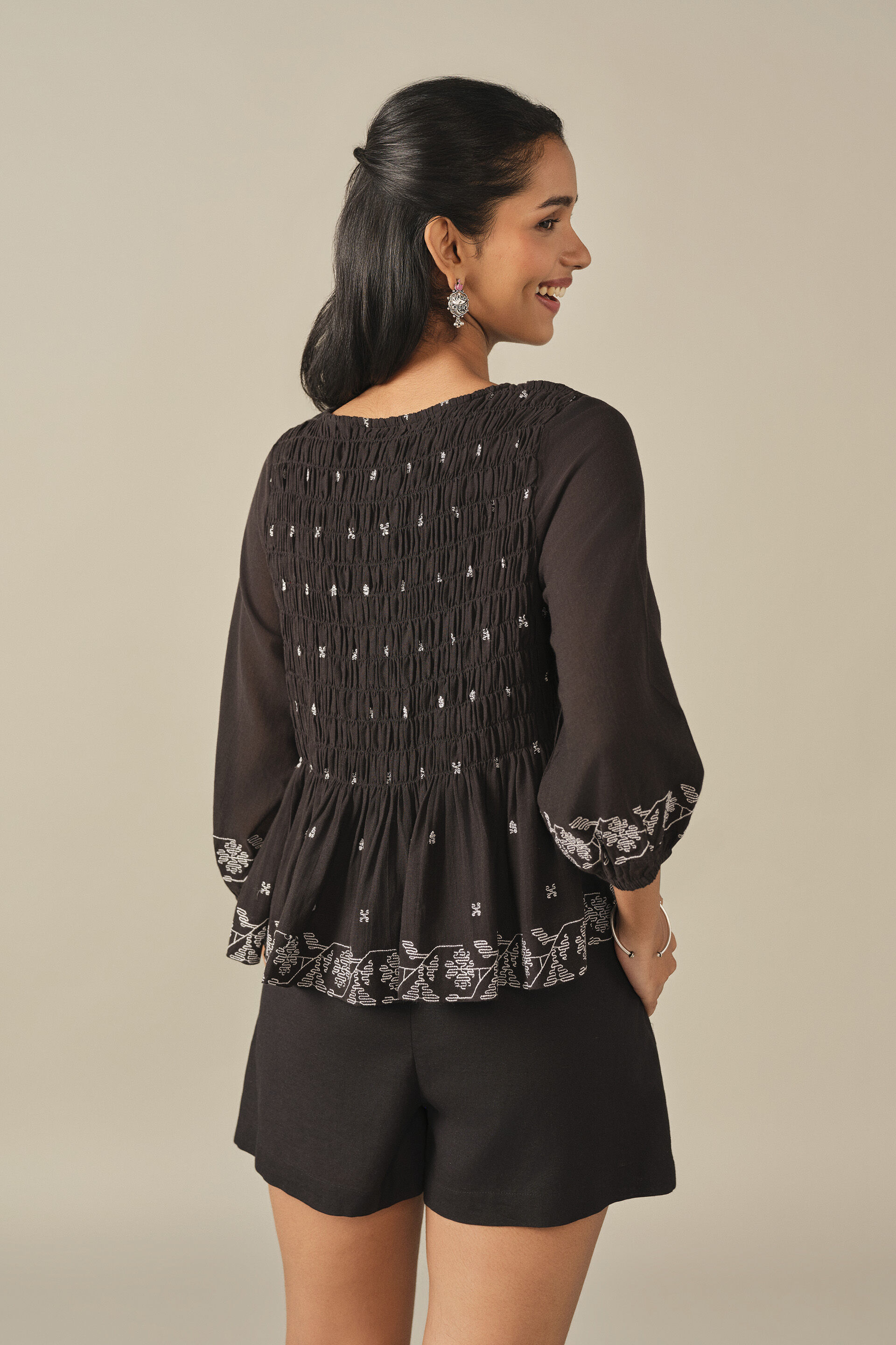 Embroidered Co-ord in Black, Black, image 6